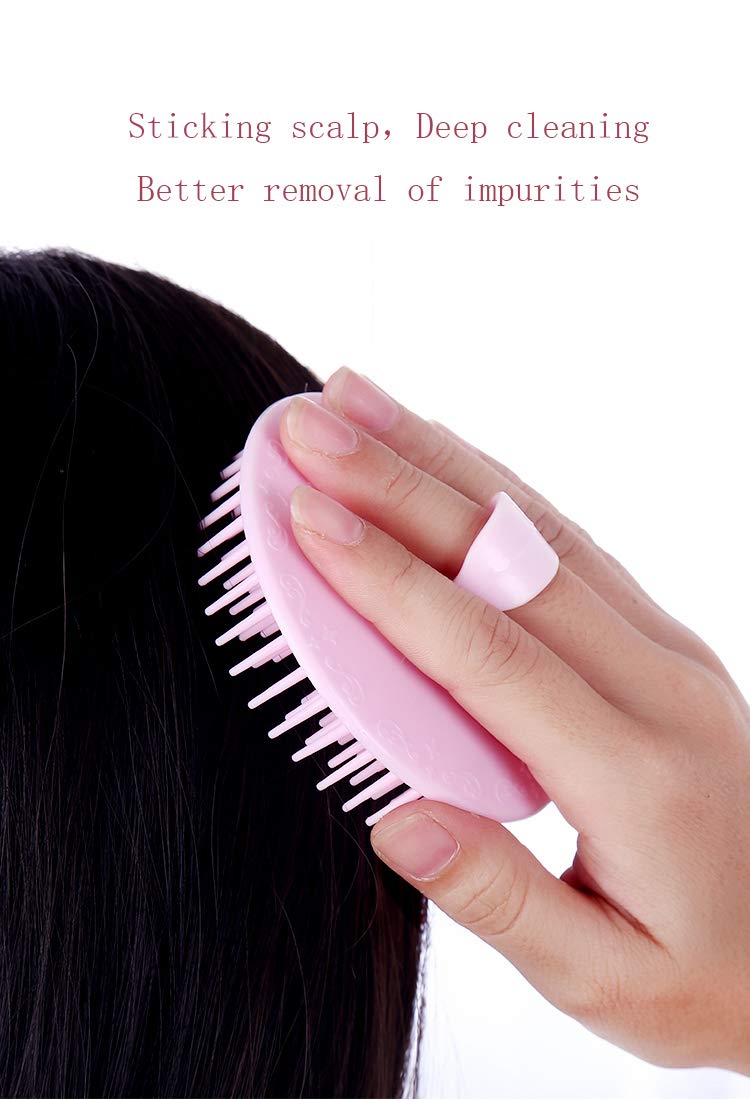 Aroveea Hair Scalp Brush Dandruff Cleaning Brush Shower Scalp Shampoo Brush Scalp Massager Pack of 4(Blue and Pink) - Image 4